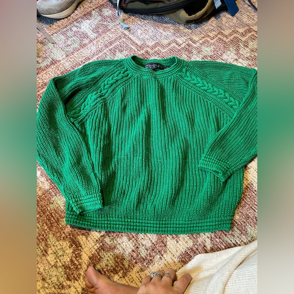 Vintage Green Cable Knit Sweater